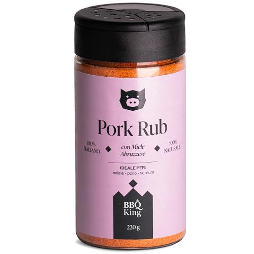 BBQ KING - Pork Rub 220 Gr Packung, Dry Rub Bbq Pork Ribs Ideal für Barbecue und Grill, Küchengewürzset 100% Made in Italy, Gewürzmischung für Schweinefleisch, Lamm oder Gemüse BBQ KING - Pork Rub 220 Gr Packung, Dry Rub Bbq Pork Ribs Ideal für Barbecue und Grill, Küchengewürzset 100% Made in Italy, Gewürzmischung für Schweinefleisch, Lamm oder Gemüse von BBQ KING SPICES ARE ALWAYS THE SECRET