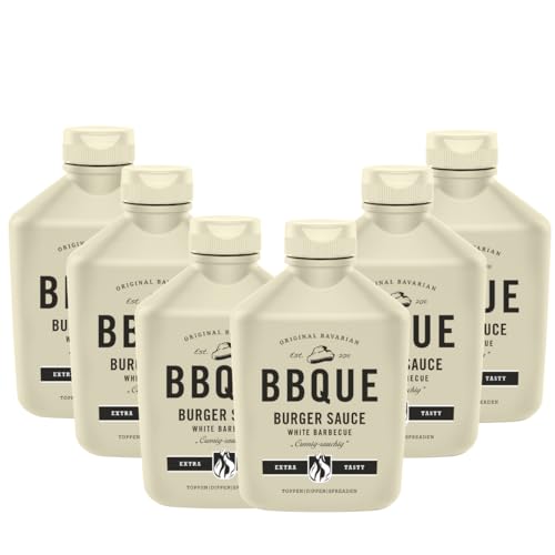 BBQUE - Burger Sauce White Barbecue - Weiße Barbecue Sauce - Cremig-rauchig mit fruchtiger Note - Squeeze-Flaschen 6x 400 ml von BBQUE
