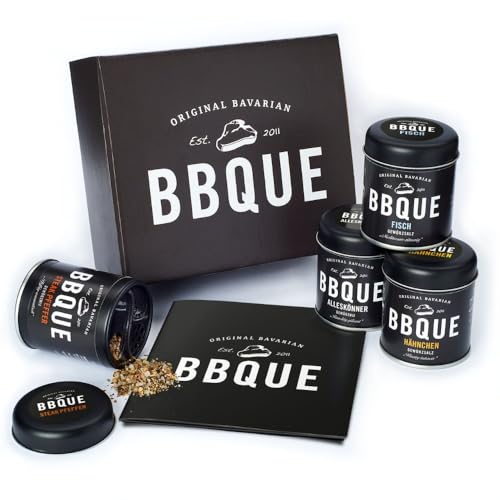 BBQUE Grillgewürze, 4 hochwertige Gewürze zum Grillen und Verschenken. Das Must Have-Set: Steak, Fisch, Hähnchen & unser Alleskönner Gewürz von BBQUE