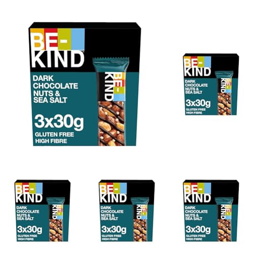 BE-KIND, Schokolade Müsliriegel, Gluten Frei, Snack, Dark Chocolate Nuts & Sea Salt, 3 x 30 g (Packung mit 5) von BE-KIND