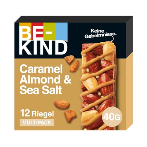 BE-KIND Riegel, glutenfreie Snack-Riegel, Caramel Almond & Sea Salt, hoher Ballaststoffgehalt, ohne künstliche Farb-, Aroma- oder Konservierungsstoffe, 12 x 40g von BE-KIND