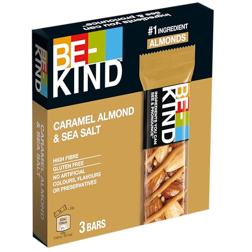 BE-KIND, Karamell Müsliriegel, Gluten Frei, Snack, Caramel Almond & Sea Salt, 3 x 30 g von BE-KIND