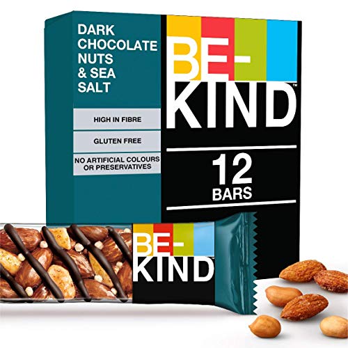 BE-KIND, Schokolade Müsliriegel, Gluten Frei Gesunder Snack, Dark Chocolate Nuts & Sea Salt, 12 x 40 g von BE-KIND