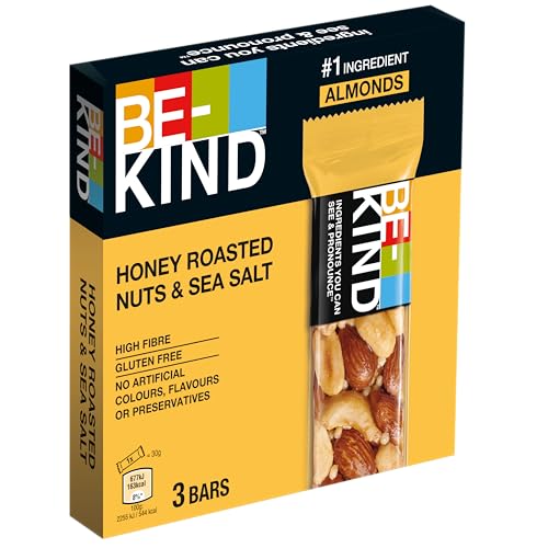 BE-KIND, Honig Müsliriegel, Gluten Frei, Snack, Honey Roasted Nuts & Sea Salt, 3 x 30 g von BE-KIND