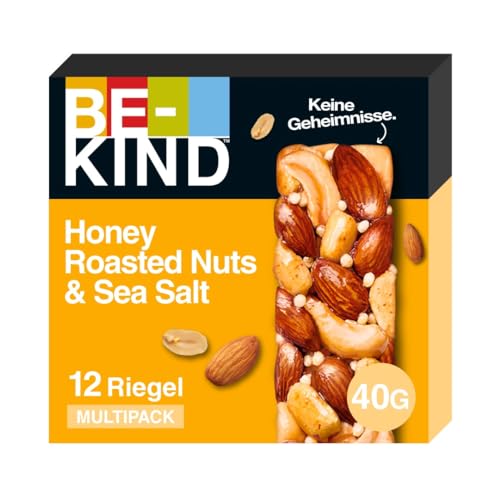 BE-KIND Riegel, glutenfreie Snack-Riegel, Honey Roasted Nuts & Sea Salt, hoher Ballaststoffgehalt, ohne künstliche Farb-, Aroma- oder Konservierungsstoffe, 12 x 40g von BE-KIND