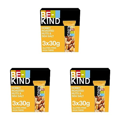 BE-KIND | Honig Müsliriegel | Gluten Frei Gesunder Snack | Honey Roasted Nuts & Sea Salt | 3 x 30 g (Packung mit 3) von BE-KIND