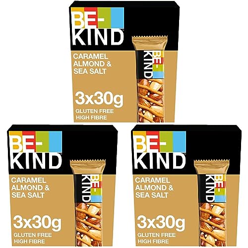 BE-KIND | Karamell Müsliriegel | Gluten Frei Gesunder Snack | Caramel Almond & Sea Salt | 3 x 30 g (Packung mit 3) von BE-KIND