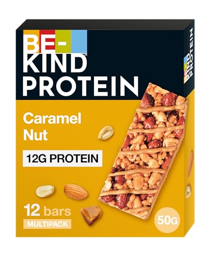 BE-KIND Protein-Riegel, glutenfreier Snack-Riegel, Caramel Nut, hoher Ballaststoffgehalt, Proteinquelle, ohne künstliche Farb-, Aroma- oder Konservierungsstoffe, 12 x 50g von BE-KIND