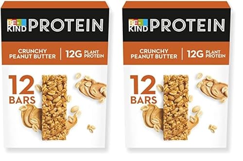 BE-KIND Protein-Riegel, glutenfreier Snack-Riegel, Crunchy Peanut Butter, hoher Ballaststoffgehalt, Proteinquelle, ohne künstliche Farb-, Aroma- oder Konservierungsstoffe, 12 x 50g (Packung mit 2) von BE-KIND