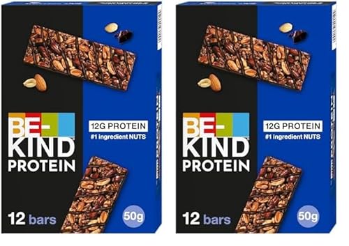 BE-KIND Protein-Riegel, glutenfreier Snack-Riegel, Dark Chocolate Nut, hoher Ballaststoffgehalt, Proteinquelle, ohne künstliche Farb-, Aroma- oder Konservierungsstoffe, 12 x 50g (Packung mit 2) von BE-KIND