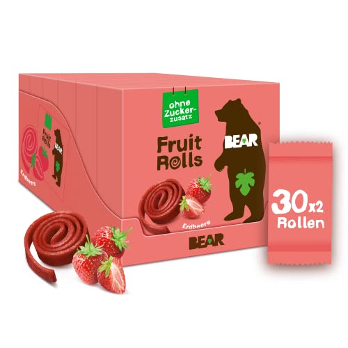 BEAR Fruchtrollen Erdbeere | 100% Natürliche Inhaltsstoffe | Ohne Zusatz von Zucker | Gesunder Snack für Kinder & Erwachsene | 30 Beutel x 20g | 600g BEAR Fruchtrollen Erdbeere | 100% Natürliche Inhaltsstoffe | Ohne Zusatz von Zucker | Gesunder Snack für Kinder & Erwachsene | 30 Beutel x 20g | 600g von BEAR