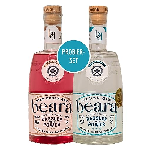 Dassler meets Power Ocean Gin I Probierset 2 x 700 ml Ocean Gin & Pink Ocean Gin I handgefertigter Gin I Gin mit Wacholder und Zitrus Aroma I Gin Geschenkset I Irischer Gin von BEARA