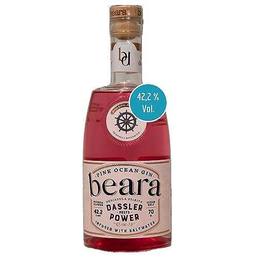 Dassler meets Power Pink Ocean Gin 1 x 0,7 l I handgefertigter Gin aus Irland I Pink Gin mit Wacholder & Zitrusfrucht Aroma I Irischer Gin mit Atlantikwasser & Rosenwasser I Irish Gin 42,2% von BEARA