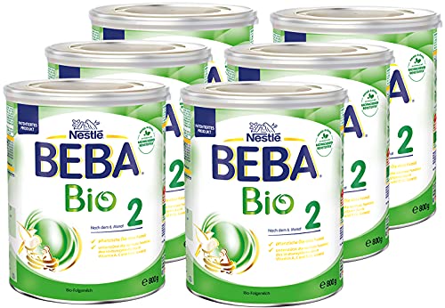 BEBA Bio 2 Folgemilch, Folgemilch nach dem 6. Monat, 6er Pack (6 x 800g) von BEBA