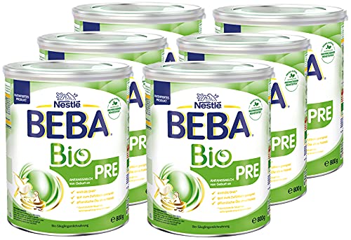 BEBA Bio Pre Anfangsmilch, Anfangsnahrung von Geburt an, 6er Pack (6 x 800g) von BEBA