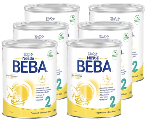 Nestlé BEBA 2 Folgemilch, Folgenahrung nach dem 6. Monat, 6er Pack (6 x 800g) von BEBA