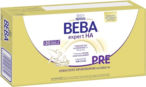 Nestlé BEBA EXPERT HA PRE Hydrolysierte Anfangsnahrung, Säuglingsnahrung von Geburt an, 32er Pack (32 x 90ml) von BEBA