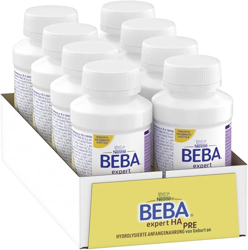 BEBA Nestlé BEBA EXPERT HA PRE Hydrolysierte Anfangsnahrung, Säuglingsnahrung von Geburt an, 8er Pack (8 x 200ml) von BEBA