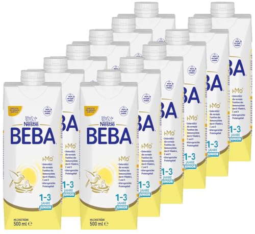 BEBA Junior 1-3 Jahre Milchgetränk trinkfertig, Babynahrung mit HMO 2'-FL, ohne Palmöl, 12er Pack (12 x 500ml) von BEBA