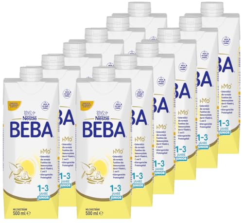 Nestlé BEBA JUNIOR, Milchgetränk ab dem 1. Geburtstag, trinkfertiges Milchgetränk im Tetra Pak, auf die Bedürfnisse von Kindern ab 1 Jahr abgestimmt, 12er Pack (12 x 500ml) von BEBA