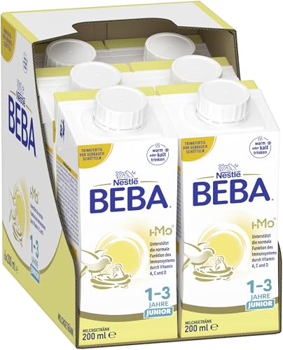 BEBA Junior 1-3 Jahre Milchgetränk trinkfertig, Babynahrung mit HMO 2'-FL, ohne Palmöl, 6er Pack (6 x 200ml) von BEBA