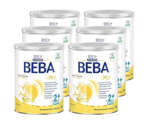 BEBA Junior 2+ Milchgetränk ab dem 2. Geburtstag, Babynahrung mit HMO 2'-FL, nur Laktose, ohne Palmöl, 6er Pack (6 x 800g) von Nestlé BEBA