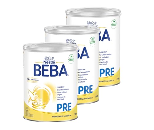 BEBA Nestlé BEBA Pre Anfangsmilch, Anfangsnahrung von Geburt an, 3er Pack (3 x 800g) von BEBA