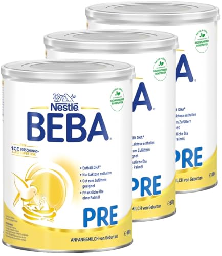 BEBA Nestlé BEBA Pre Anfangsmilch, Anfangsnahrung von Geburt an, 3er Pack (3 x 800g) von BEBA