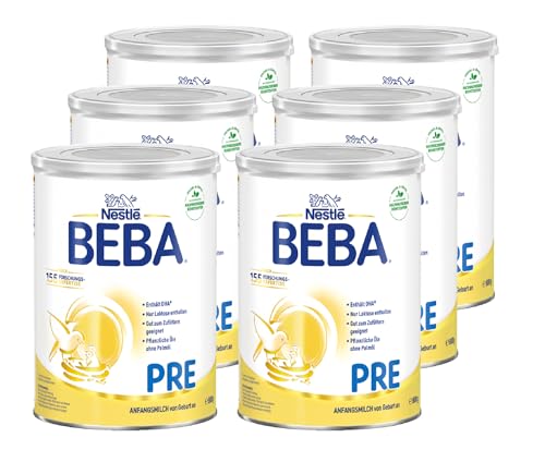 BEBA Nestlé BEBA Pre Anfangsmilch, Anfangsnahrung von Geburt an, 6er Pack (6 x 800g) von BEBA