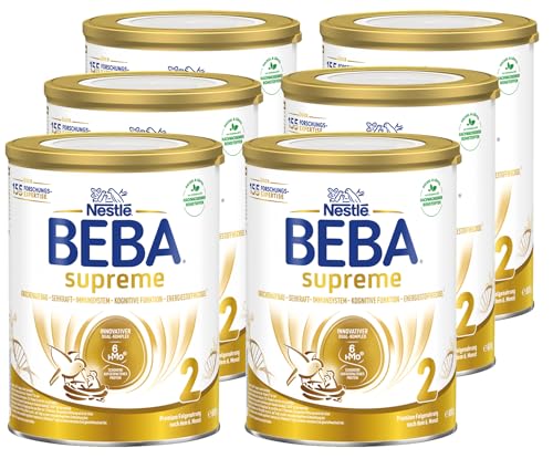 Nestlé BEBA SUPREME 2 Folgenahrung: nach dem 6. Monat, Pulver, im Anschluss an das Stillen, 6er Pack (6 x 800g) von BEBA