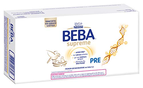 Nestlé BEBA SUPREME PRE Anfangsmilch: trinkfertige Portionsflaschen, mit Omega 3, 32er Pack (32 x 70ml) von BEBA