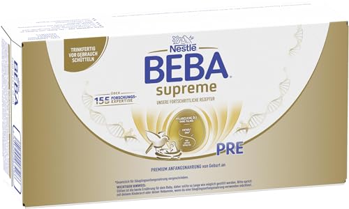 Nestlé BEBA SUPREME PRE Anfangsmilch: trinkfertige Portionsflaschen, mit Omega 3, 32er Pack (32 x 70ml) von BEBA