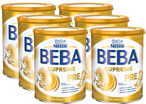 Nestlé BEBA SUPREME PRE Anfangsnahrung: von Geburt an, Pulver, mit Omega 3, 6er Pack (6 x 800g) von BEBA
