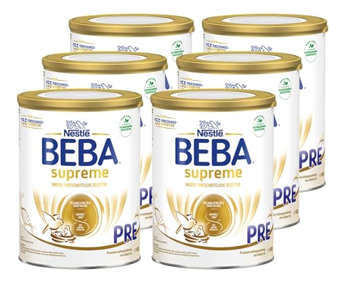 BEBA BEBA Nestlé BEBA SUPREME PRE Anfangsnahrung: von Geburt an, Pulver, mit Omega 3, 6er Pack (6 x 800g) von BEBA