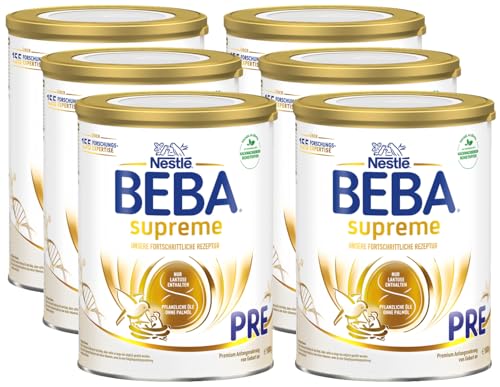 BEBA BEBA Nestlé BEBA SUPREME PRE Anfangsnahrung: von Geburt an, Pulver, mit Omega 3, 6er Pack (6 x 800g) von BEBA