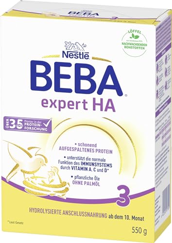 Nestlé BEBA expert HA 3 Hydrolysierte Anschlussnahrung, ab dem 10. Monat, 1er Pack (1 x 550g) von BEBA