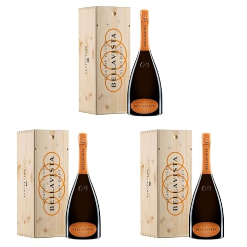 Bellavista Alma Grande Cuvée di Lombardia, Chardonnay,Pinot Nero - Holzkiste, Plant Based - 1 Flasche 1500 ml (Packung mit 3) von BELLAVISTA