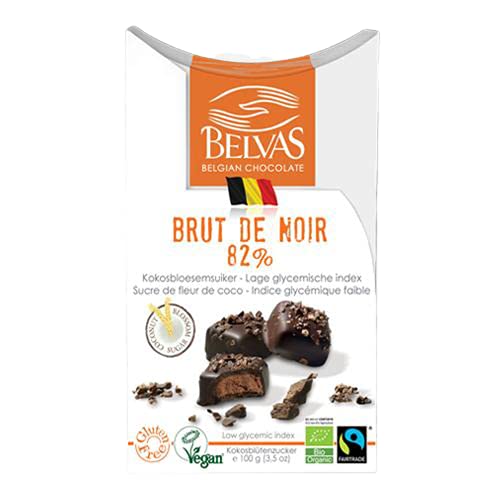 Belvas Zartbitter-Haselnuss-Pralinen "Brut de Noir" (100 g) - Bio Belvas Zartbitter-Haselnuss-Pralinen "Brut de Noir" (100 g) - Bio von Belvas