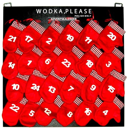 Wodka Adventskalender mit Wodka-Bestsellern und echten Raritäten - Handcrafted, echtes Holz, handgefertigte Tafel, zum Aufhängen/Hinstellen - 2,18 Liter insgesamt von BELVEDERE