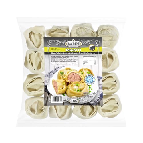 BARIN MANTI mit Schweinefleisch, 750 g, Handgefertigte Teigtaschen mit Hackfleisch und Zwiebeln, Tiefgefrorenes Fertiggericht, Ideal für Familienessen und gesellige Zusammenkünfte von BEM