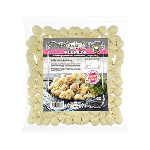 BARIN Pelmjaschi Malyshy Kinder Pelmeni mit Putenfleisch 500g Handgemachte Teigtaschen für Kinder Russische Spezialität ohne künstliche Aromen Tiefgekühltes Fertiggericht mit natürlichen Zutaten von BEM