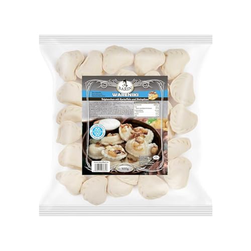 BARIN Wareniki mit Kartoffeln und Steinpilzen 500g Tiefgekühlte Teigtaschen Handgemachte Russische Spezialität Fertiggericht mit Kartoffel Pilz Füllung Schnelle Zubereitung in 10 Minuten von BEM