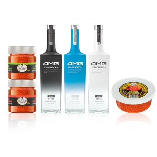 SET Präsident - 3 Sorten Premium Vodka AMG + 3 BARIN Premium Kaviar (gesamt 580g) von BEM
