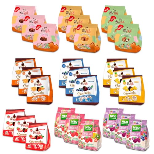 Uniconf Bon Roll und NEO Botanica Maxi-Set: Konfekt & Fruchtgummis in 9 Geschmacksrichtungen (3,24 kg), Süßigkeiten, Caramel, Toffees, Milchschokolde, Smoothie, Vegetarisch von BEM