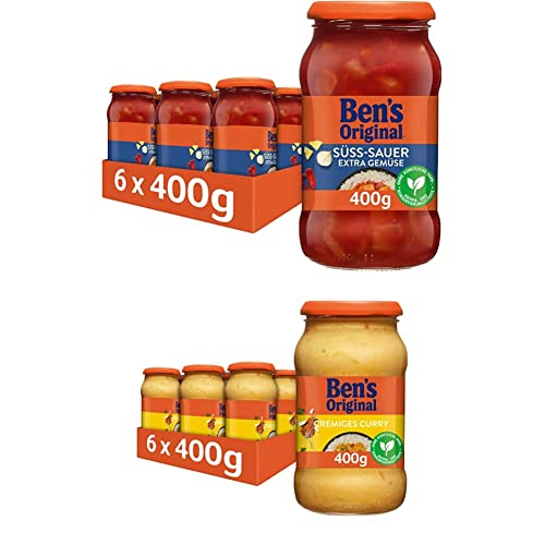 Ben's Original Sauce - Multipack - Süß-Sauer extra Gemüse (6 x 400g) I Cremiges Curry (6 x 400g), 12 Gläser (2 x 6 x 400g) von BEN’S ORIGINAL-Store