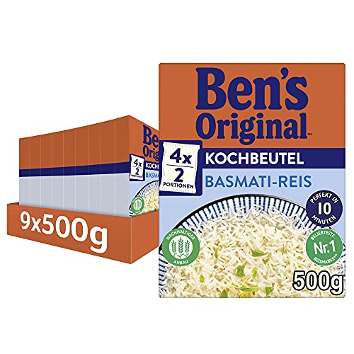 Ben's Original Basmati Reis, 10 Minuten Kochbeutel, 9 Packungen (9x500g) von Ben's Original