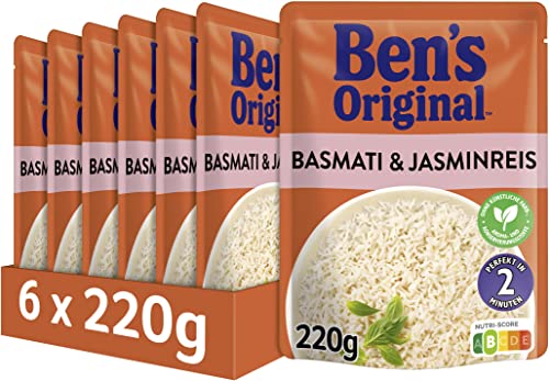 Ben's Original Express Reis Basmati-und Jasminreis, 6 Packungen (6 x 220g) von BEN'S ORIGINAL