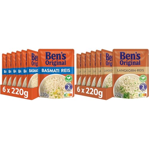 Ben's Original Express-Reis - Multipack - Basmati-Reis (6 x 220g) I Original-Langkorn-Reis (6 x 220g) - 12 Packungen von Ben's Original