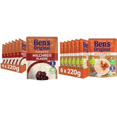 Ben's Original Express-Reis - Multipack - Milchreis Klassik (6 x 220g) I Milchreis Zimt (6 x 220g) - 12 Packungen von Ben's Original