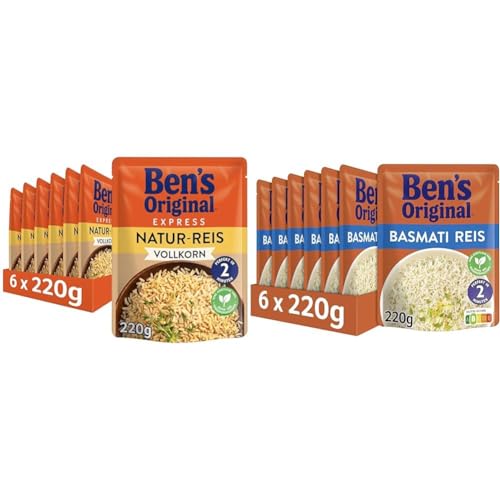 Ben's Original Express-Reis - Multipack - Naturreis (6 x 220g) I Basmati-Reis (6 x 220g) - 12 Packungen von BEN’S ORIGINAL